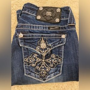 Miss Me Bootcut Jeans - Embellished Button Pocket